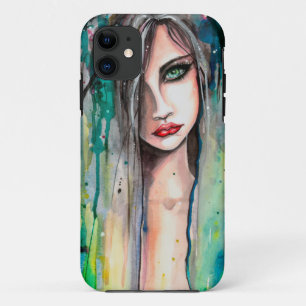 Abstract vrouwenportret in Waterverf Fantasy Art Case-Mate iPhone Case