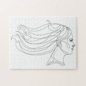 Abstract vrouwenportret, Moderne lijnkunst Legpuzzel (Horizontaal)