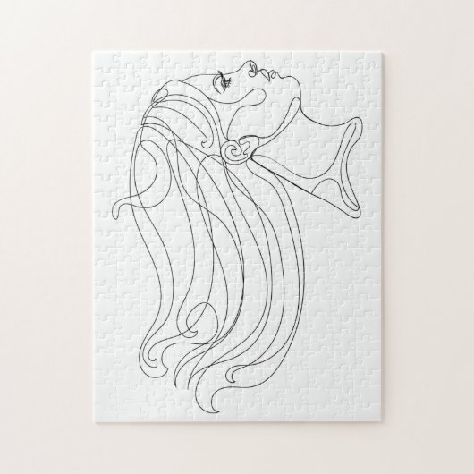Abstract vrouwenportret, Moderne lijnkunst Legpuzzel (Verticaal)