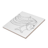 Abstract vrouwenportret, Moderne lijnkunst Tegeltje (Zijkant)