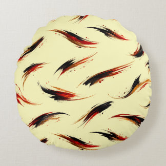 Abstract Vurig Penseelstreken Patroon Rond Kussen