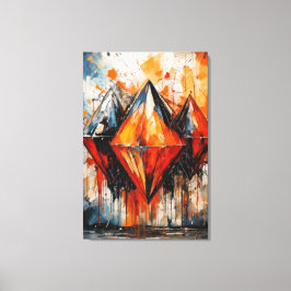 Abstract Vuur Diamant & Schaduw Geometrisch Canvas Afdruk