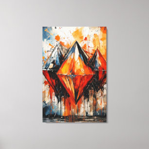 Abstract Vuur Diamant & Schaduw Geometrisch Canvas Afdruk