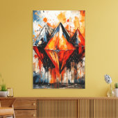 Abstract Vuur Diamant & Schaduw Geometrisch Canvas Afdruk (Insitu (Woonkamer))