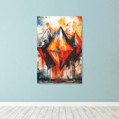 Abstract Vuur Diamant & Schaduw Geometrisch Canvas Afdruk (Insitu (Houten vloer))