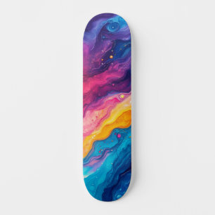 Abstract vuur- en ijschilderij persoonlijk skateboard