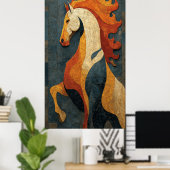 Abstract Vuur Paard – Modern Paard Kunst Design Poster (Thuiskantoor)