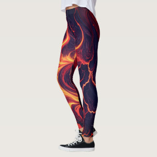 Abstract vuurmarmer – Naadloos vurig vloeiend patr Leggings