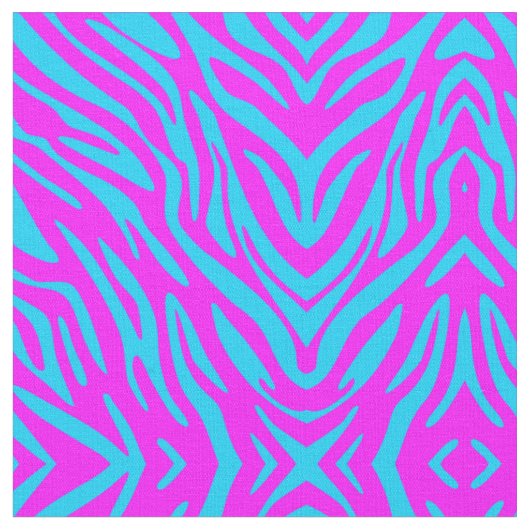 Abstract vuurroze en blauwe Zebra streep Stof (Close Up)