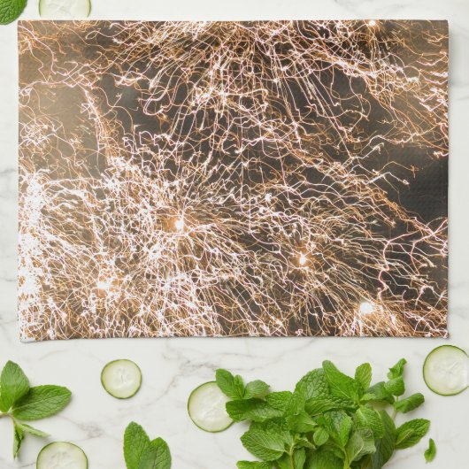 Abstract vuurwerk met reservegoud theedoek (Gevouwen)