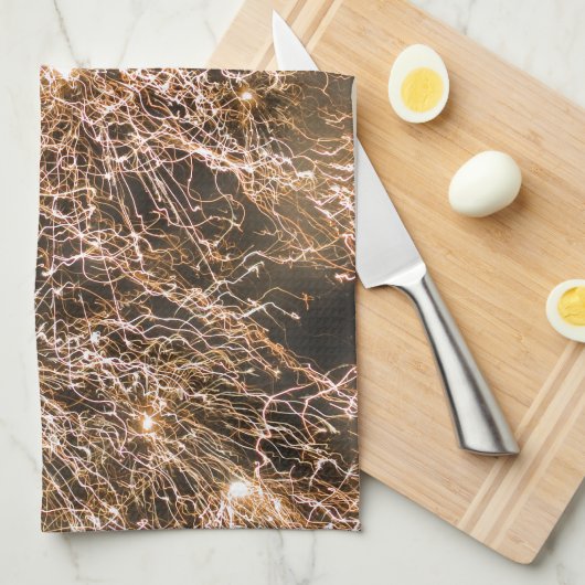 Abstract vuurwerk met reservegoud theedoek (Quarter Fold)