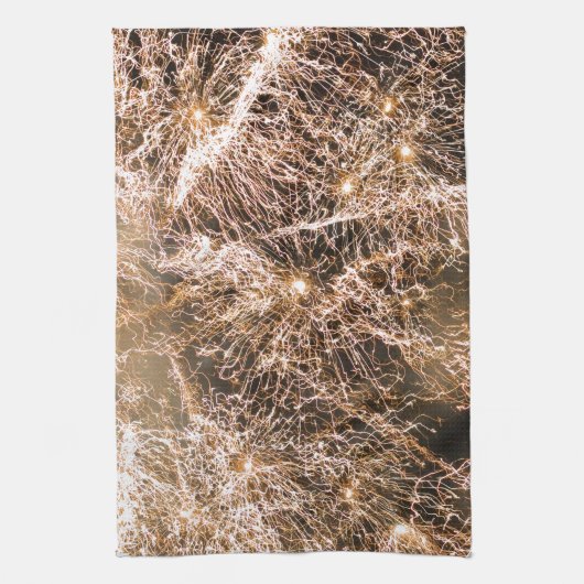 Abstract vuurwerk met reservegoud theedoek (Verticaal)