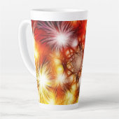 Abstract vuurwerk sterren achtergrond latte mok (Linkerhoek)