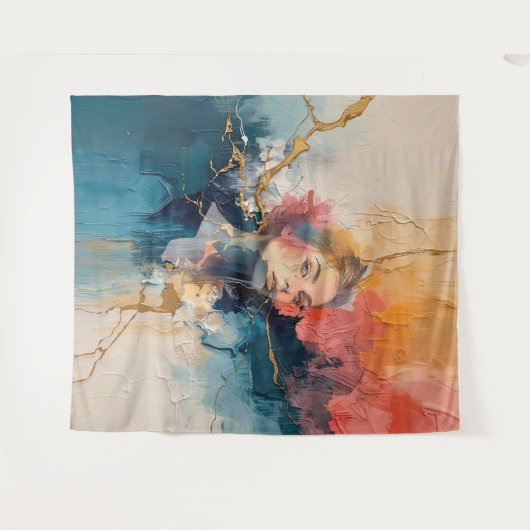 abstract wall art,modern art print,female portrait wandkleed (Voorkant (horizontaal))