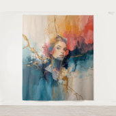 abstract wall art,modern art print,female portrait wandkleed (Voorkant)