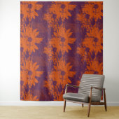 Abstract Warm Boho Halftone Grunge Floral Pattern Wandkleed (In situ)