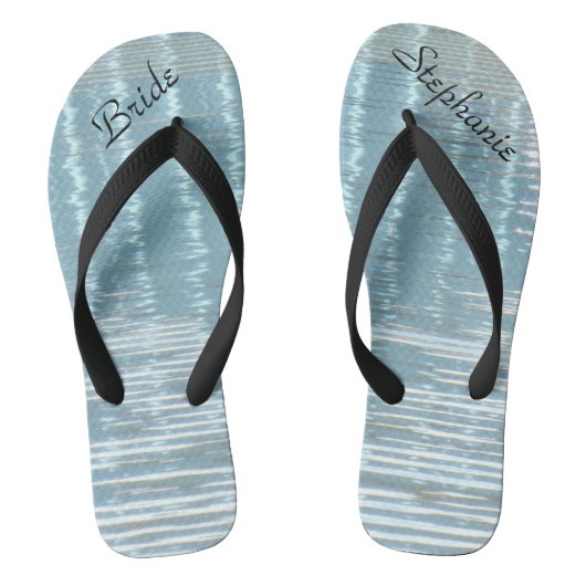 Abstract Water Bruid bruiloft aangepaste Teenslipp Teenslippers (Voetbed)
