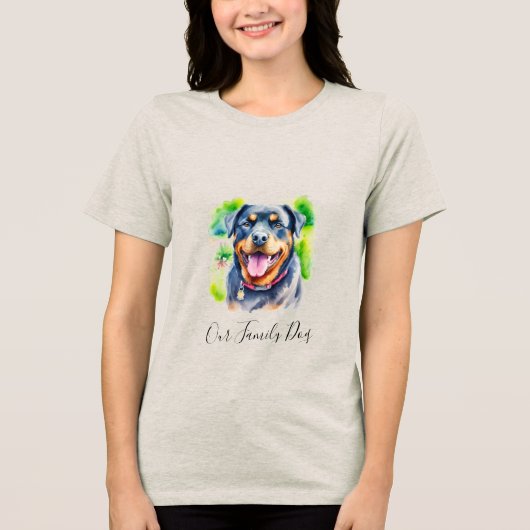 Abstract Water Color Rottweiler Family Pet Tri-Blend Shirt (Voorkant)