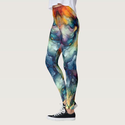 Abstract Water Kleur Zeemeermin Leggings (Links)