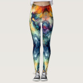 Abstract Water Kleur Zeemeermin Leggings (Voorkant)