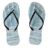 Abstract Water Moeder van Bruid Naam Bruiloft Blau Teenslippers (Voetbed)