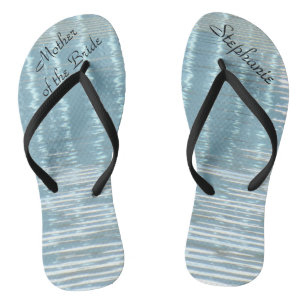 Abstract Water Moeder van Bruid Naam Bruiloft Blau Teenslippers