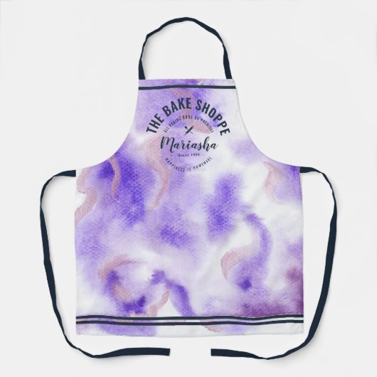 Abstract Watercolor Bakkerij Paars Tie-Dye Schort (Voorkant)