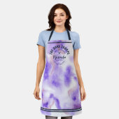 Abstract Watercolor Bakkerij Paars Tie-Dye Schort (Gedragen)