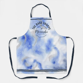 Abstract Watercolor Bakkerij Winkel Blauwe Tie-Dye Schort