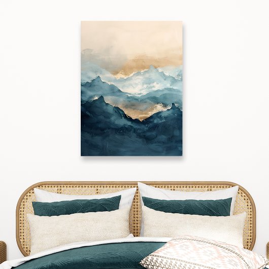 Abstract Watercolor Berglandschap Canvas Afdruk