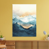 Abstract Watercolor Berglandschap Canvas Afdruk (Insitu (Woonkamer))