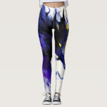 Abstract Watercolor Black Horse Portrait Leggings<br><div class="desc">Mystic abstract watercolor portrait of a powerful black horse, flowing in deep shades of purple with luminous golden accents.</div>