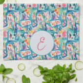Abstract watercolor bloempatroon monogram theedoek (Gevouwen)