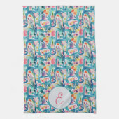 Abstract watercolor bloempatroon monogram theedoek (Verticaal)