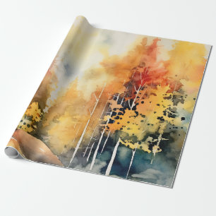 Abstract Watercolor Bos in Amber Blau Landschap Cadeaupapier
