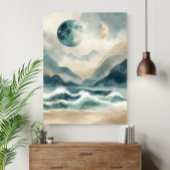 Abstract Watercolor Coastal Waves Poster Print