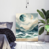 Abstract Watercolor Coastal Waves Poster Print