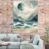 Abstract Watercolor Coastal Waves Poster Print