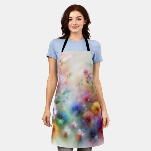 Abstract Watercolor Florals Apron Schort (Gedragen)