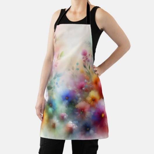 Abstract Watercolor Florals Apron Schort (Insitu)