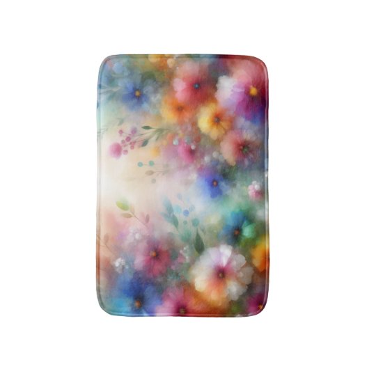 Abstract Watercolor Florals Bath Mat (Voorkant Verticaal)