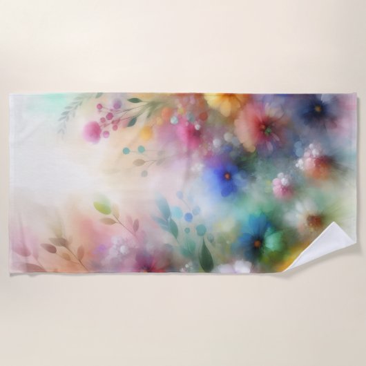 Abstract Watercolor Florals Beach Towel Strandlaken (Voorkant)
