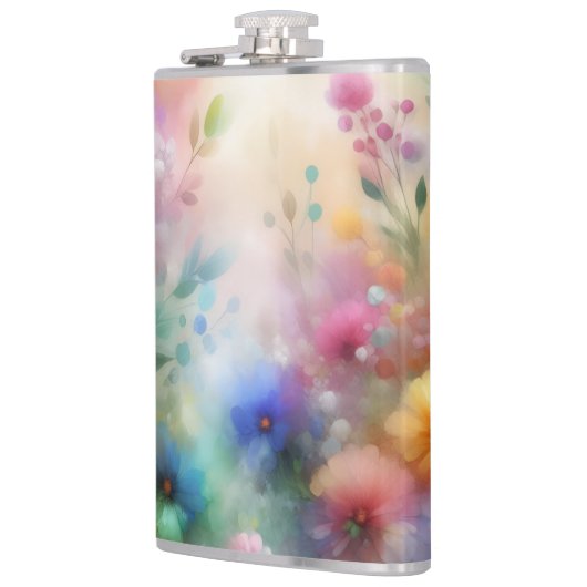 Abstract Watercolor Florals Flask Heupfles (Links)