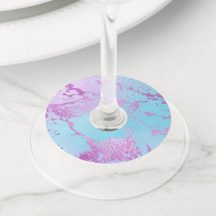 Abstract Watercolor Glitterprintpatroon Gemengde K Wijnglaslabel