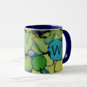 Abstract Watercolor Groen Teal Blauwe Monogrammok Mok (Voorkant rechts)