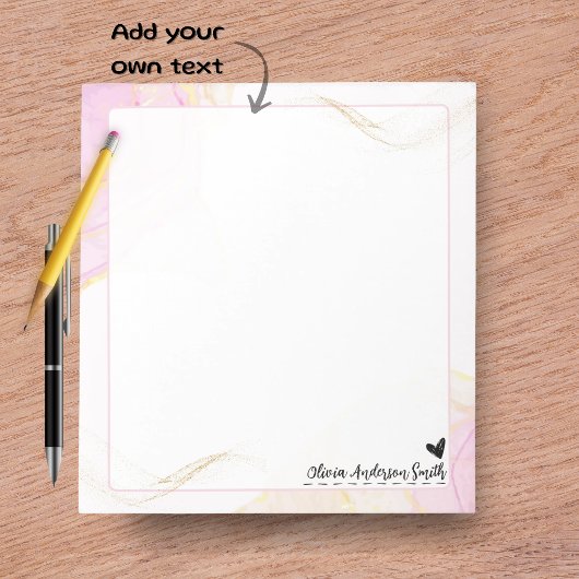 Abstract Watercolor Heart Name Notepad, Cute Gift Notitieblok