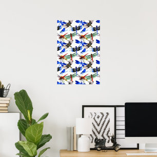 Abstract Watercolor Libelle Muur Kunst Poster