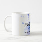 Abstract watercolor lichtblauwe spatborstelstreek koffiemok (Links)