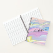 Abstract Watercolor Marmer Script Naam Monogram Notitieboek (Binnen)