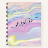 Abstract Watercolor Marmer Script Naam Monogram Notitieboek (Voorkant)